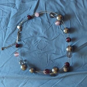 Lia Sophia purple and grey beaded necklace
